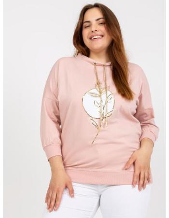 Dámská halenka s 3/4 rukávy a potiskem plus size MARITZA růžová 