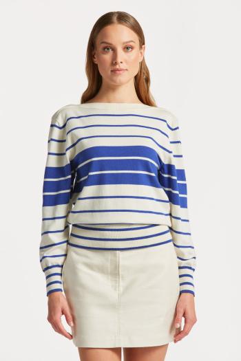 SVETR GANT BLOCK STRIPE BOAT NECK LAPIS BLUE