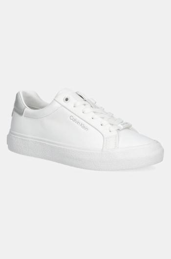 Sneakers boty Calvin Klein VULC LACE UP TEXTURE FOX - LTH bílá barva, HW0HW02439