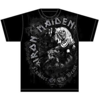 Iron Maiden tričko Number of the Beast Grey Tone Čierna XXL