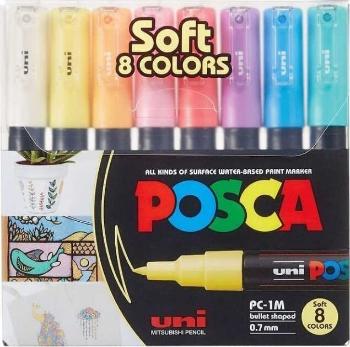 Uni Posca 60.1924 Sada akrylových fixů 0,7 mm Soft Colors 8 ks