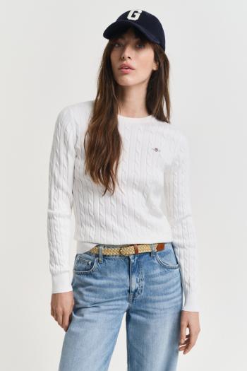 SVETR GANT STRETCH COTTON CABLE C-NECK EGGSHELL