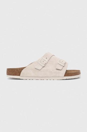 Semišové pantofle Birkenstock Zürich pánské, béžová barva, 1025028