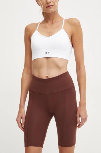 Kraťasy Reebok LUX Collection dámské, hnědá barva, hladké, high waist, 100205597