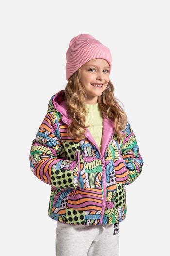 Dětská oboustranná bunda Coccodrillo růžová barva, OUTERWEAR GIRL KIDS