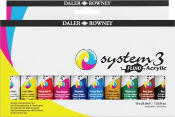 Daler Rowney System3 Sada akrylových barev 10 x 29,5 ml