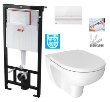 ALCADRAIN Sádromodul předstěnový instalační systém s bílým tlačítkem M1710 + WC JIKA LYRA PLUS RIMLESS + SEDÁTKO DURAPLAST SLOWCLOSE AM101/1120 M1710 LY2