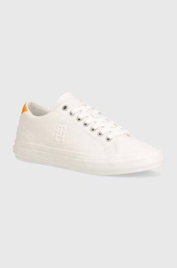 Kožené sneakers boty Tommy Hilfiger TH HI VULC STREET LOW LTH ESS bílá barva, FM0FM04896