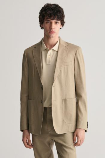 SAKO GANT SLIM COTTON LINEN SUIT BLAZER DESERT BROWN