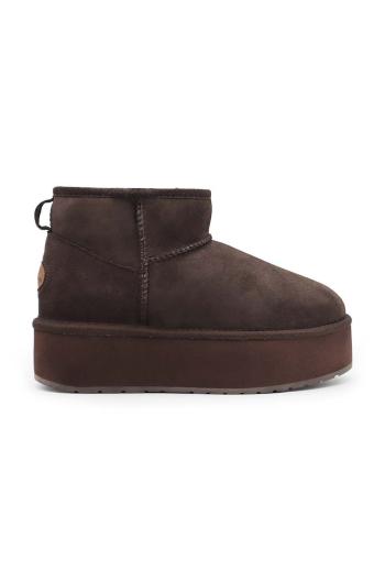 Semišové sněhule Emu Australia Stinger Micro Flatform hnědá barva, W13082.CHOC