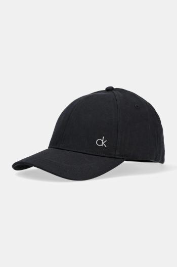 Bavlněná baseballová čepice Calvin Klein černá barva, s aplikací, K60K613102