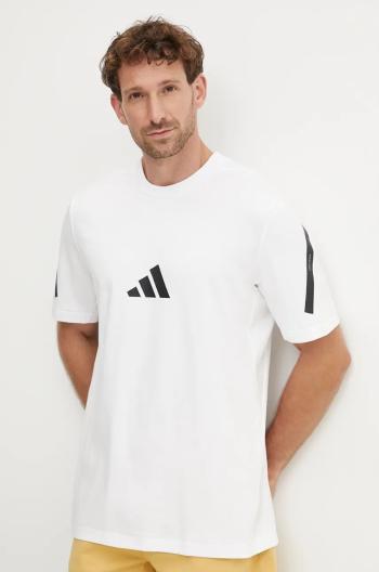 Bavlněné tričko adidas ZNE bílá barva, s potiskem, JE3078