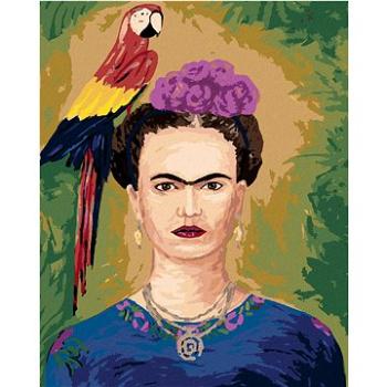 Diamondi - Diamantové malování - FRIDA KAHLO A PAPOUŠEK, 40x50 cm, Vypnuté plátno na rám (605079B)