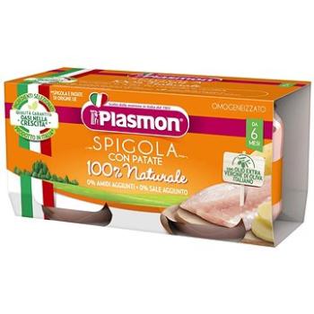 PLASMON bezlepkový zeleninový s mořským okounem a bramborami 2× 80 g, 6m+ (8001040091524)