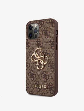 Guess PU 4G Metal Logo Zadní Kryt pro iPhone 12/12 Pro Brown Telefontok Lila