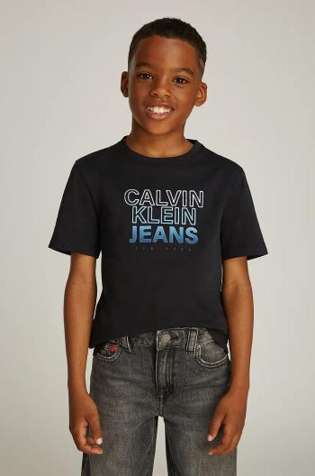 Dětské bavlněné tričko Calvin Klein Jeans 0 černá barva, s potiskem, IB0IB02362