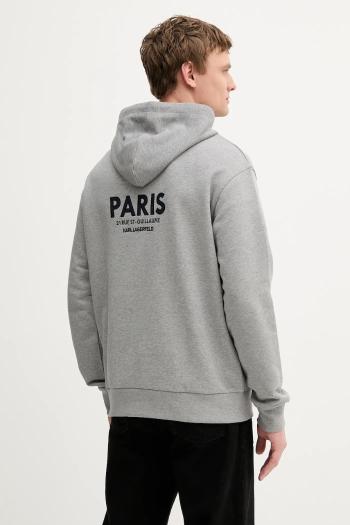 Mikina Karl Lagerfeld šedá farba, s kapucňou, s nášivkou, 553918.705106