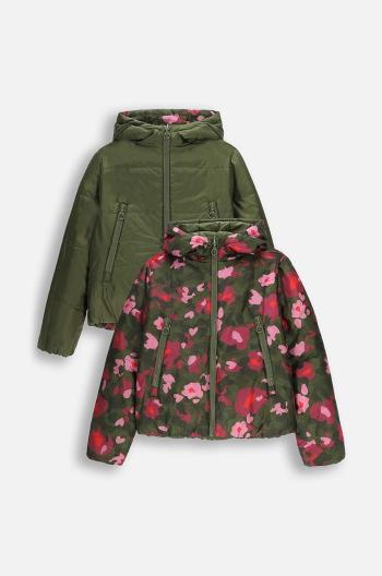 Dětská oboustranná bunda Coccodrillo zelená barva, OUTERWEAR GIRL KIDS