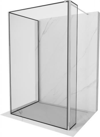 MEXEN/S Kioto Sprchová zástěna WALK-IN 90 x 80 x 40 cm, černý vzor, chrom 800-090-080-221-01-70-040