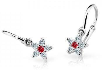 Cutie Jewellery Třpytivé dětské náušnice z bílého zlata C2118-10-X-2 červená