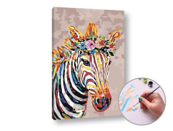 Malba podle čísel ZEBRA S KVĚTINAMI | střední obtížnost