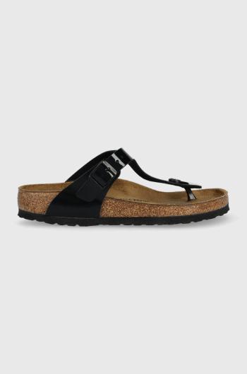 Žabky Birkenstock Gizeh dámské, černá barva, na plochém podpatku, 43661