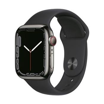 Apple Watch Series 7 41mm Cellular Grafitový nerez s temně inkoustovým sportovním řemínkem (MNC23HC/A)