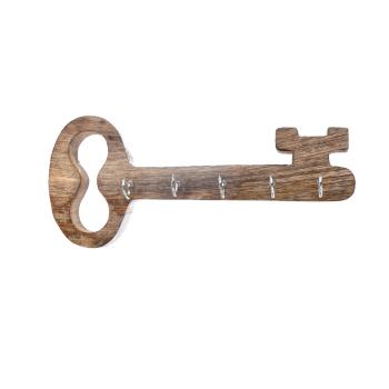 InDecor Věšák na klíče z mangového dřeva Old key,  25 x 5 x 11 cm