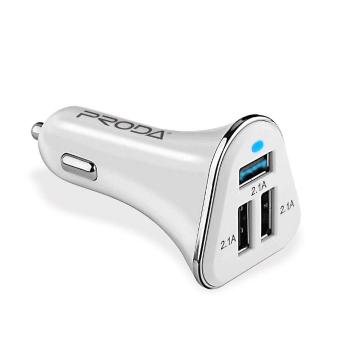 Proda Autós töltő adapter, 3xUSB - fehér (PR-S3/PR-C3USB-W)