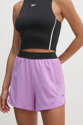 Kraťasy Reebok LUX Collection dámské, fialová barva, hladké, high waist, 100205670