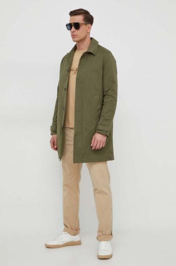 Trench kabát Pepe Jeans Valerio pánský, zelená barva, přechodný, PM402875