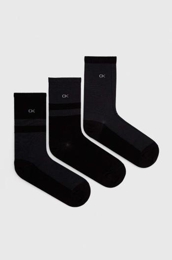 Ponožky Calvin Klein 3-pack dámské, černá barva