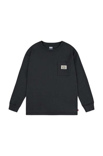 Dětská mikina Levi's LONG SLEEVE POCKET TEE černá barva, hladká, 9EL555