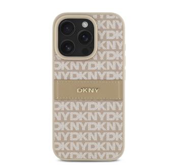 DKNY PU Leather Repeat Pattern Tonal Stripe iPhone 16 Pro Max tok, rózsaszín