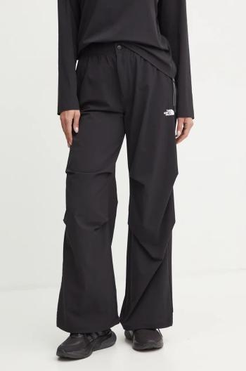 Kalhoty The North Face Woven dámské, černá barva, jednoduché, high waist, NF0A89H1JK31