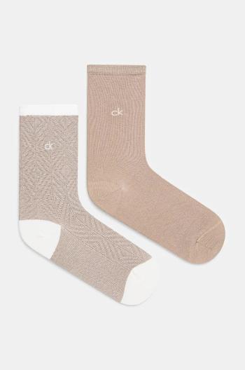 Ponožky Calvin Klein 2-pack dámské, béžová barva, 701230617