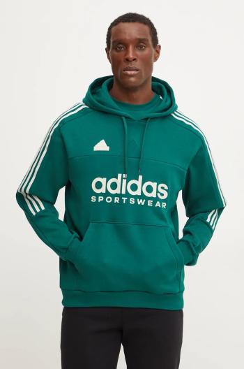 Tepláková mikina adidas Tiro zelená barva, s kapucí, s potiskem, IW5938