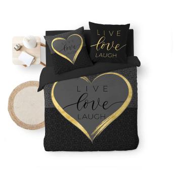 Fekete kétszemélyes pamut ágyneműhuzat 200x200 cm Crazy Love – douceur d'intérieur