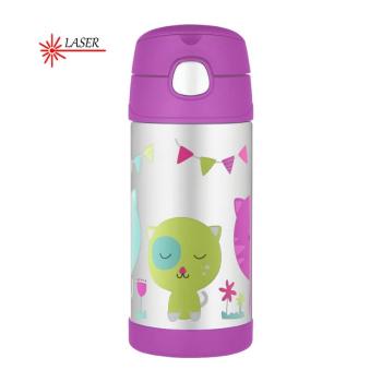 Thermos FUNtainer Dětská termoska s brčkem - kočka 355 ml