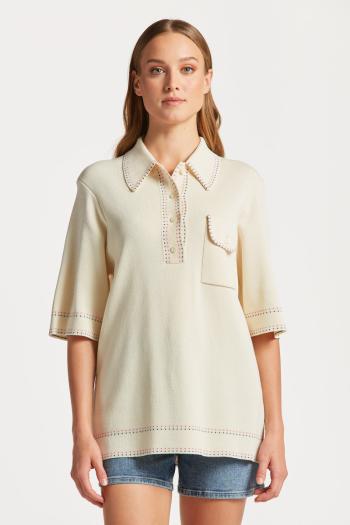 SVETR GANT KNITTED SS POLO CREAM3