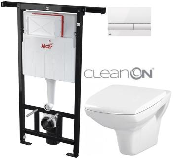 ALCADRAIN Jádromodul předstěnový instalační systém s bílým tlačítkem M1710 + WC CERSANIT CLEANON CARINA  + SEDÁTKO AM102/1120 M1710 CA1