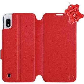 Flip pouzdro na mobil Samsung Galaxy A10 - Červené - kožené -   Red Leather (5903226879748)