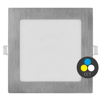 EMOS Stříbrný vestavný LED panel hranatý 170 x 170mm 12,5W CCT Premium ZD2233