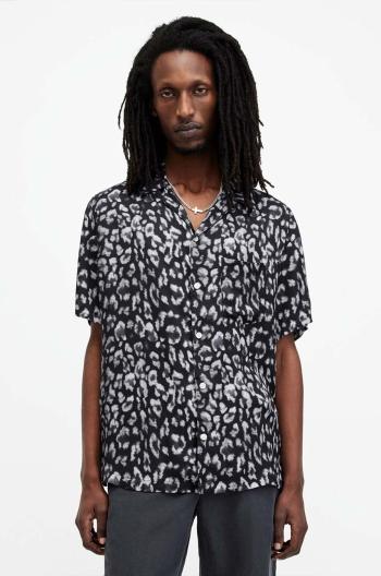 Košile AllSaints LEOPAZ SS SHIRT pánská, černá barva, relaxed, M035SA