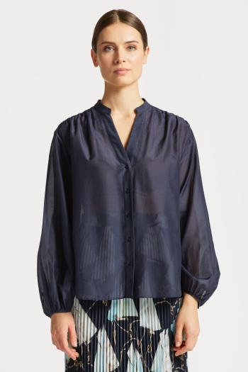 KOŠILE GANT REL COTTON SILK BLOUSE EVENING BLUE