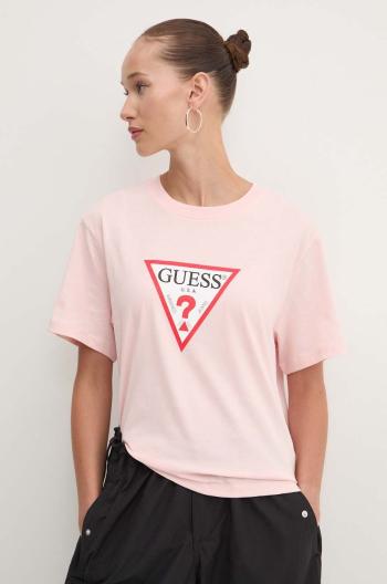 Bavlněné tričko Guess Jeans růžová barva, W4YI73 K8HM0