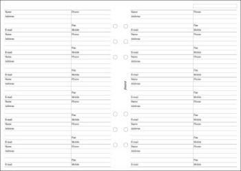 Filofax - náplň A5, jméno, adresa, telefon