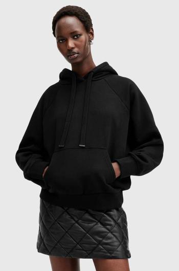 Bavlněná mikina AllSaints TALON UNDRGRND HOODY dámská, černá barva, s kapucí, s potiskem, W051JB