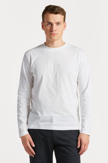 TRIČKO GANT D1. TONAL ARCHIVE SHIELD LS TSHIRT WHITE