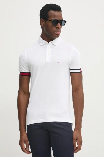 Polo tričko Tommy Hilfiger bílá barva, s aplikací, MW0MW37518